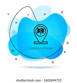 Line Location and tree icon isolated on white background. Abstract banner with liquid shapes. Vector Illustration