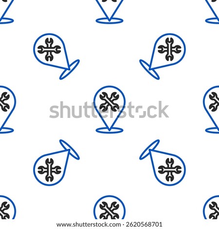 Line Location with wrench spanner icon isolated seamless pattern on white background. Adjusting, service, setting, maintenance, repair, fixing. Colorful outline concept. Vector