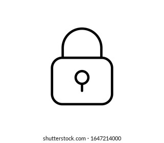 Line Lock icon isolated on white background. Outline symbol for website design, mobile application, ui. Lock pictogram. Vector illustration, editable stroke. Eps10