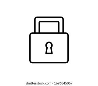 Line Lock icon isolated on white background. Outline symbol for website design, mobile application, ui. Lock pictogram. Vector illustration, editable stroke. Eps10