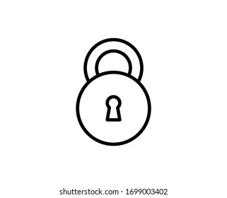 Line Lock icon isolated on white background. Outline symbol for website design, mobile application, ui. Lock pictogram. Vector illustration, editable stroke. Eps10