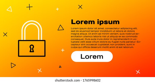 Line Lock icon isolated on yellow background. Padlock sign. Security, safety, protection, privacy concept. Colorful outline concept. Vector Illustration