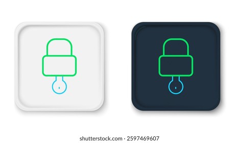 Line Lock and key icon isolated on white background. Padlock sign. Security, safety, protection, privacy concept. Colorful outline concept. Vector