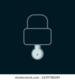 Line Lock and key icon isolated on black background. Padlock sign. Security, safety, protection, privacy concept. Flat filled outline style with shadow. Vector