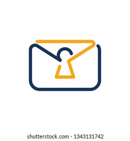 Line Lock Private Secret Message Logo Template