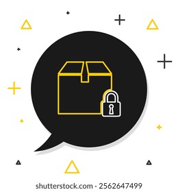 Line Locked package icon isolated on white background. Lock and cardboard box. Colorful outline concept. Vector