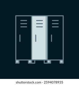 Line Locker or changing room for hockey, football, basketball team or workers icon isolated on black background. Flat filled outline style with shadow. Vector