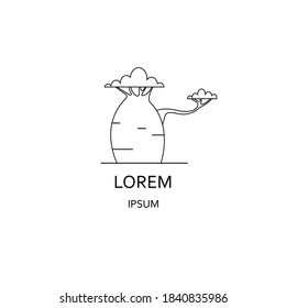 A line logo with baobab tree. Nature business card template. African flora.