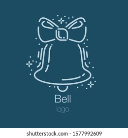 Line logo Bell. Blue background.