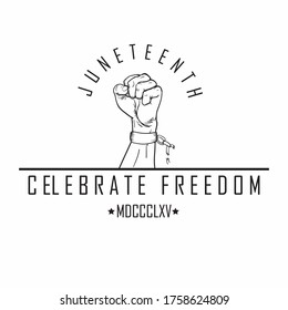 line logo black and white. hand clenched for juneteenth. celebrate freedom. vector illustration. line art illustration juneteenth. unitedstates. vintage logo. EPS10
