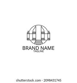 Una plantilla de diseño de logotipo de línea que forma una pared típica balinesa, adecuada para ser la identidad de un hotel, turismo, restaurante, construcción y otros negocios