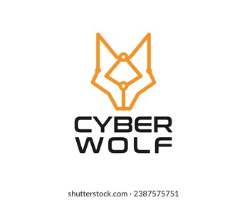 Line logo for internet connection with wolf head symbol