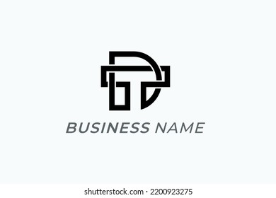 letra de logotipo de línea T y letra D