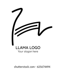 Line logo with silhouette of stylized llama