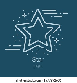 Line logo Star. Blue background.