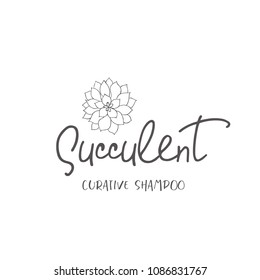 Line Logo Of Succulent. Style Design Elements For Branding.