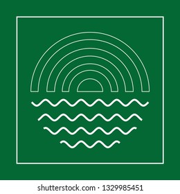 Line logo sun wave icon designs vector