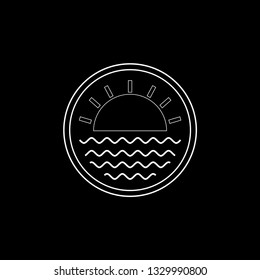Line logo sun wave icon designs vector