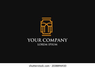 Construcción del icono del logotipo de la línea, identidad inmobiliaria