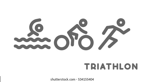 Line Logo Triathlon Figures Triathletes On Stock Vector (Royalty Free ...