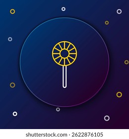 Line Lollipop icon isolated on blue background. Candy sign. Food, delicious symbol. Colorful outline concept. Vector
