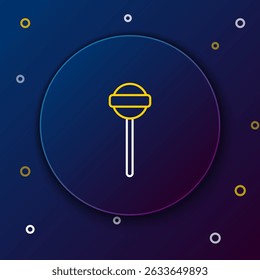Line Lollipop icon isolated on blue background. Food, delicious symbol. Colorful outline concept. Vector