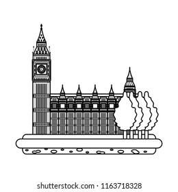 line london clock tower with trees landscape