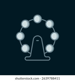 Line London eye icon isolated on black background. Eye london england landmark culture europe icon. Flat filled outline style with shadow. Vector