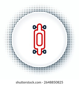 Line Longboard or skateboard cruiser icon isolated on white background. Extreme sport. Sport equipment. Colorful outline concept. Vector