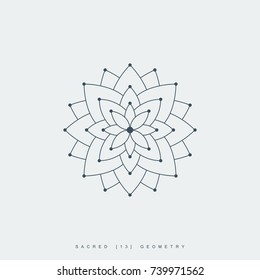 line lotus flower or flower of life. sacred geometry. mandala ornament. esoteric or spiritual symbol. isolated on white background. vector illustration