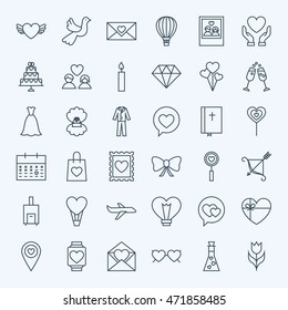 Line Love Icons. Vector Collection of Modern Thin Outline Heart Symbols.