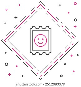 Icono de marca de ácido LSD de línea aislado sobre fondo blanco. Narcótico ácido. Matasellos. Sello postal. Peligro sanitario. Concepto de contorno colorido. Ilustración vectorial