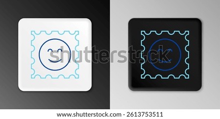 Line LSD acid mark icon isolated on grey background. Acid narcotic. Postmark. Postage stamp. Health danger. Colorful outline concept. Vector