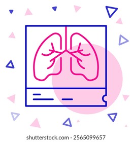 Line Lungs x-ray diagnostics icon isolated on white background. Snapshot of the lungs. Colorful outline concept. Vector