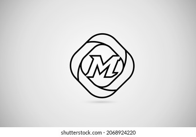 line M alphabet letter logo icon in black and white. Creative design for business and company