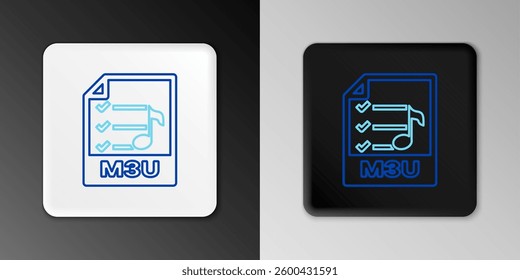 Line M3U file document. Download m3u button icon isolated on grey background. M3U file symbol. Colorful outline concept. Vector