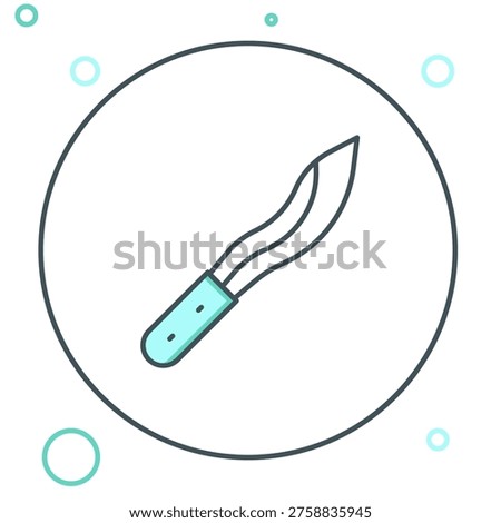 Line Machete or big knife icon isolated on white background. Colorful outline concept. Vector