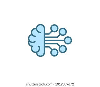 Line Machine learning icon isolated on white background. Outline symbol for website design, mobile application, ui. Electronics pictogram. Vector illustration, editorial stroсk. 