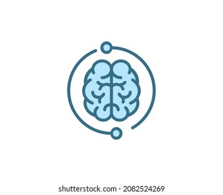 Line Machine learning icon isolated on white background. Outline symbol for website design, mobile application, ui. Electronics pictogram. Vector illustration, editorial stroсk. 