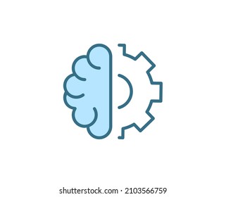 Line Machine learning icon isolated on white background. Outline symbol for website design, mobile application, ui. Electronics pictogram. Vector illustration, editorial stroсk. 