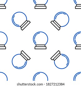 Icono de la bola de la línea mágica aislado patrón sin soldadura sobre fondo blanco. Balón de cristal. Concepto de esquema colorido. Vector