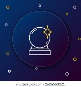 Line Magic ball icon isolated on blue background. Crystal ball. Colorful outline concept. Vector