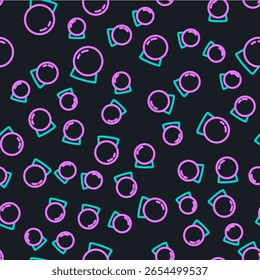 Line Magic ball icon isolated seamless pattern on black background. Crystal ball.  Vector