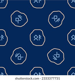 Line Magic runes icon isolated seamless pattern on blue background.  Vector