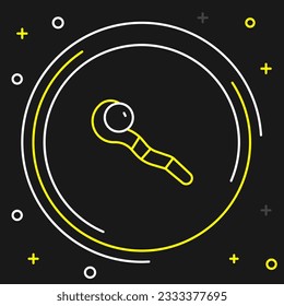 Line Magic staff icon isolated on black background. Magic wand, scepter, stick, rod. Colorful outline concept. Vector