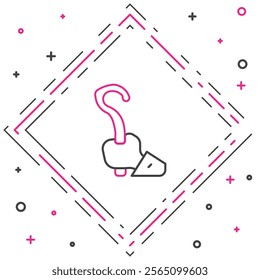 Line Magic staff icon isolated on white background. Magic wand, scepter, stick, rod. Colorful outline concept. Vector