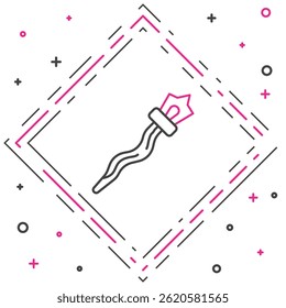 Icono del personal de Line Magic aislado sobre fondo blanco. Varita mágica, cetro, palo, varilla. Concepto de contorno colorido. Vector