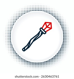 Icono del personal de Line Magic aislado sobre fondo blanco. Varita mágica, cetro, palo, varilla. Concepto de contorno colorido. Vector