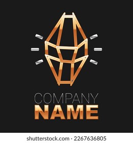 Icono de piedra mágica de línea aislado en fondo negro. Cristal de fantasía. Gema de joyas para el juego. Concepto de esquema colorido. Vector