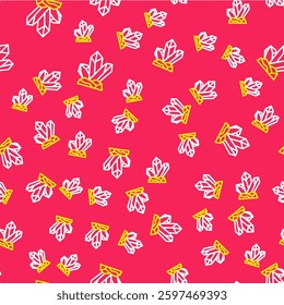 Line Magic stone icon isolated seamless pattern on red background. Fantasy crystal. Jewelry gem for game.  Vector
